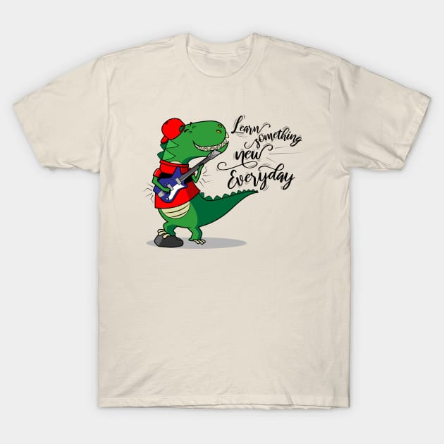 Dino Playing guitar T-Shirt by HarlinDesign